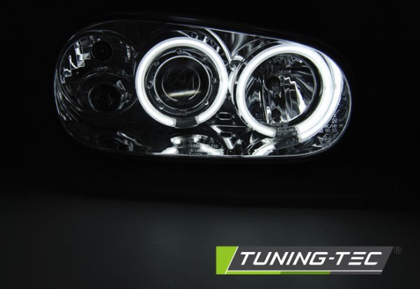 Scheinwerfer CCFL Angel Eyes für VW Golf 4 Bj. 97-03 Chrom mit Nebelscheinwerfer