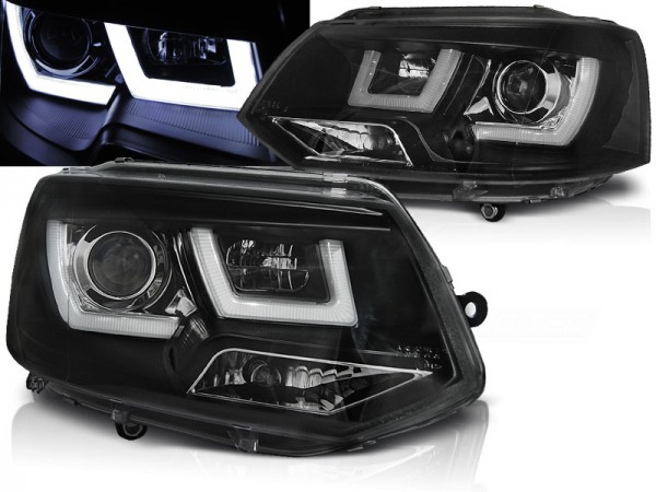 Scheinwerfer DRL LED Tagfahrlicht für VW T5 GP Facelift Bj. 10-15 Schwarz LTI