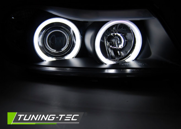 Scheinwerfer CCFL Angel Eyes für BMW 3er E90 E91 Bj. 05-08 Schwarz