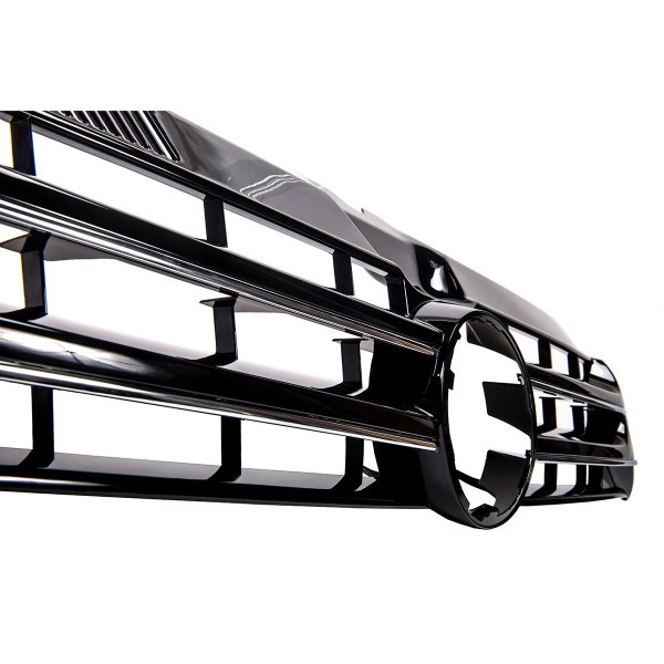 Kühlergrill mit Emblemhalter für VW T5 GP Bj. 2009-2015 Schwarz Glanz Chrom