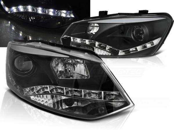 Scheinwerfer DRL LED Tagfahrlicht für VW Polo 6R 6C Bj. 09-17 Schwarz