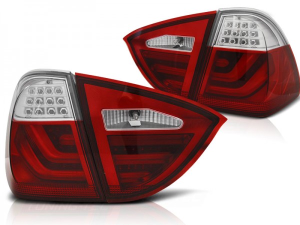LED Lightbar Rückleuchten für BMW E91 Touring Bj. 05-08 Rot/Chrom