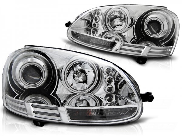 Scheinwerfer CCFL Angel Eyes für VW Golf 5 Jetta 3 Bj. 03-10 Chrom
