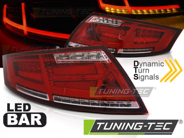 Voll LED Lightbar Rückleuchten für Audi TT 8J Bj. 06-14 Rot/Chrom dynamischer Blinker
