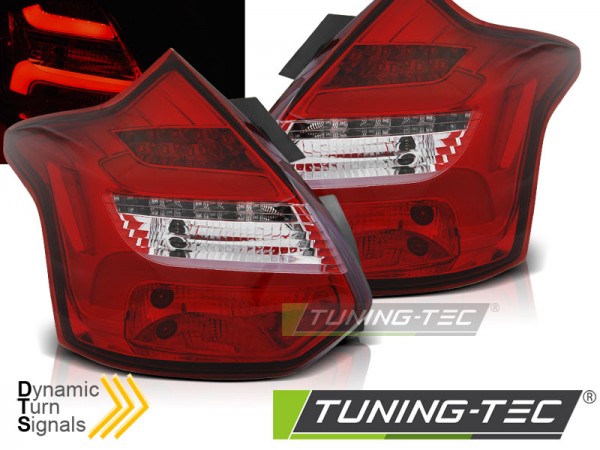 LED Lightbar Rückleuchten für Ford Focus MK3 Bj. 11-14 Rot/Chrom