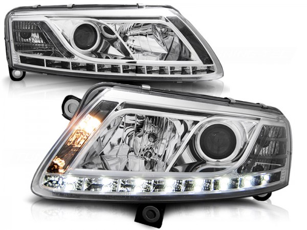 Xenon Scheinwerfer DRL LED Tagfahrlicht für Audi A6 C6 4F Bj. 04-08 Chrom