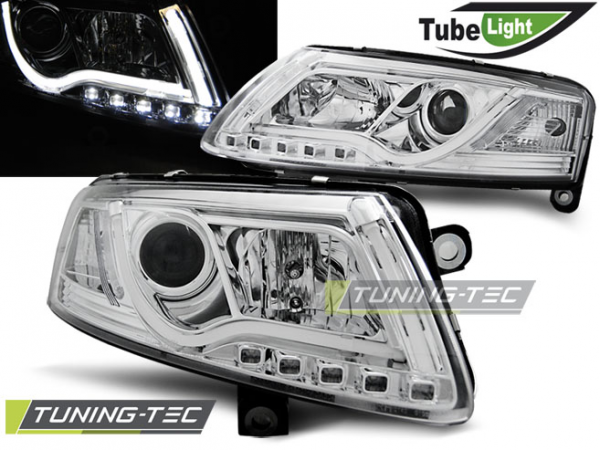 Scheinwerfer LED Tagfahrlicht Optik für Audi A6 C6 4F Bj. 04-08 Chrom LTI
