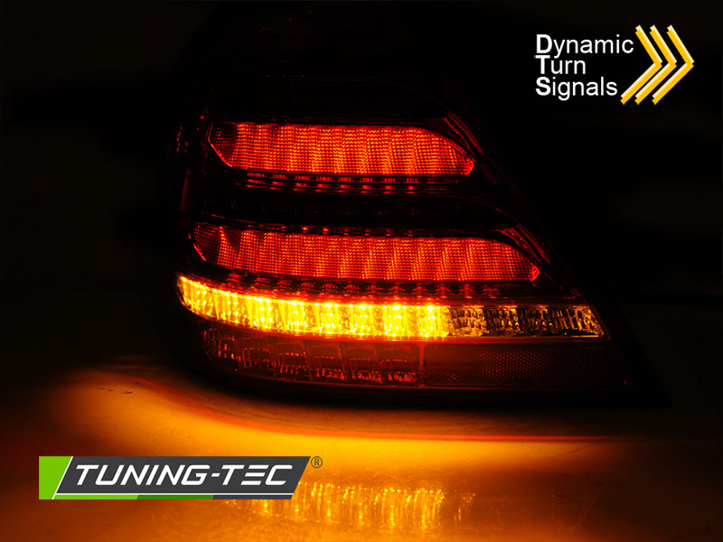 Voll LED Lightbar Rückleuchten für Mercedes C-Klasse W203 Limo Bj. 04-07 Rot/Chrom