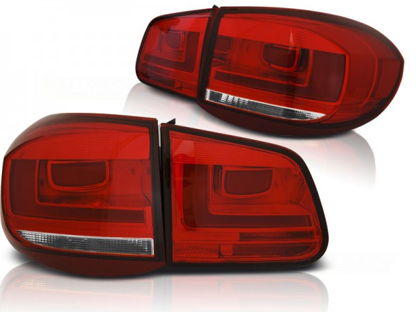 LED Lightbar Rückleuchten für VW Tiguan 5N Bj. 07-11 Rot/Chrom