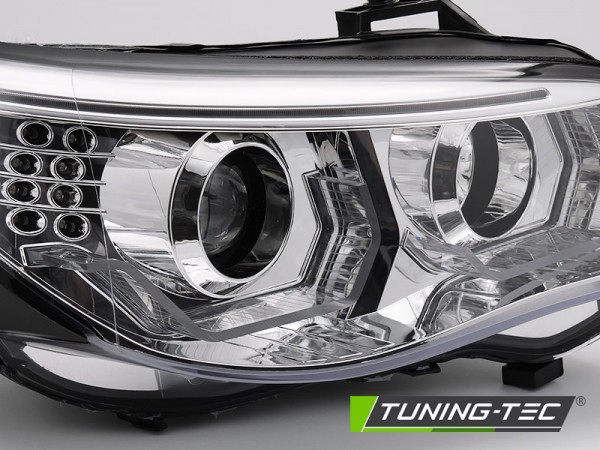 Scheinwerfer 3D Angel Eyes für BMW 5er E60 E61 Bj. 03-07 Chrom mit LED Blinker