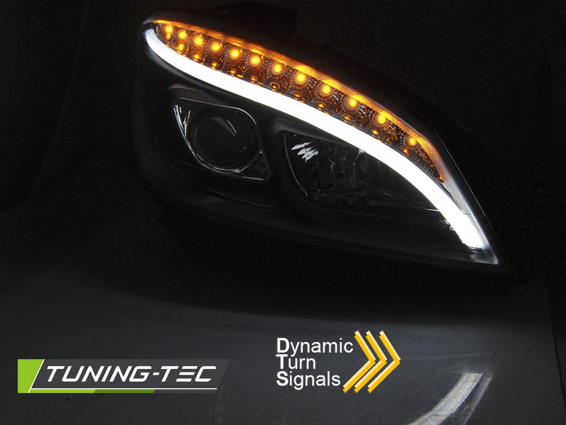 Scheinwerfer LED Tagfahrlicht Optik für Mercedes C-Klasse W204 Bj. 07-10 Schwarz LTI