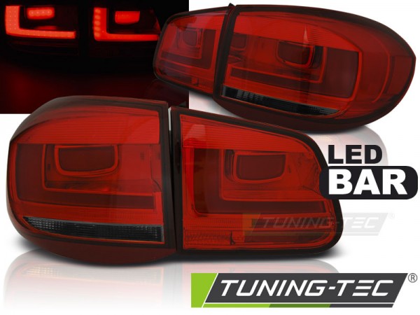 LED Lightbar Rückleuchten für VW Tiguan 5N Bj. 07-11 Dunkelrot/Smoke