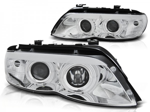 Xenon Scheinwerfer CCFL Angel Eyes für BMW X5 E53 Facelift Bj. 03-06 Chrom