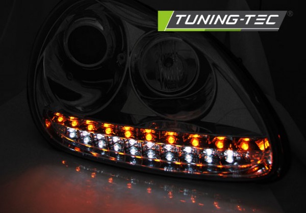 Xenon Scheinwerfer LED Tagfahrlicht Optik für Porsche Cayenne 955 Bj. 02-06 Chrom