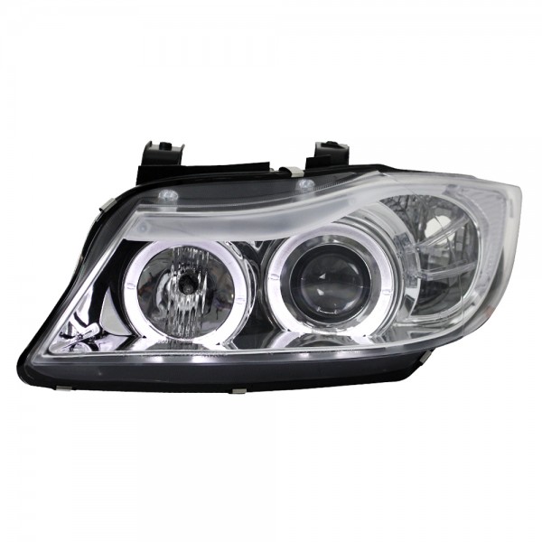 Scheinwerfer Angel Eyes für BMW 3er E90 E91 Bj. 05-08 Chrom