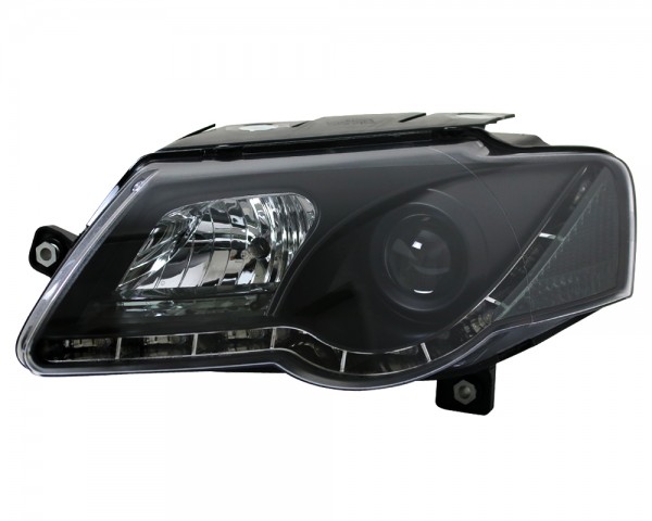 Scheinwerfer LED Tagfahrlicht Optik für VW Passat 3C B6 Bj. 05-10 Schwarz