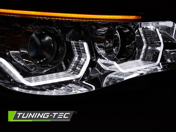 Scheinwerfer 3D Angel Eyes für BMW 5er E60 E61 Bj. 03-07 Chrom mit LED Blinker