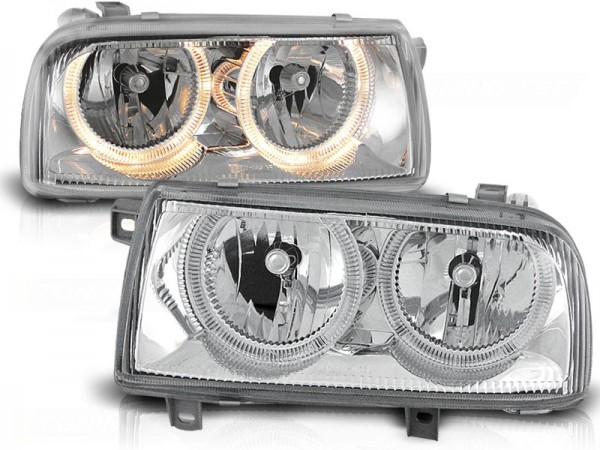 Scheinwerfer Angel Eyes für VW Vento Bj. 92-98 Chrom