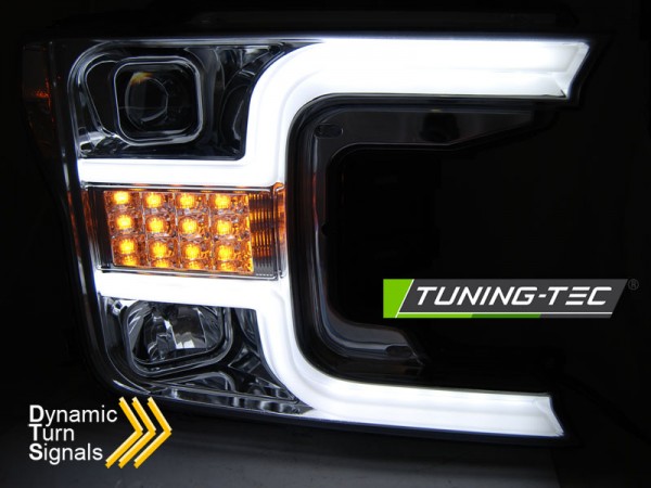 Scheinwerfer LED Tagfahrlicht Optik für Ford F150 MK13 Bj. 17-20 Chrom mit LED Blinker