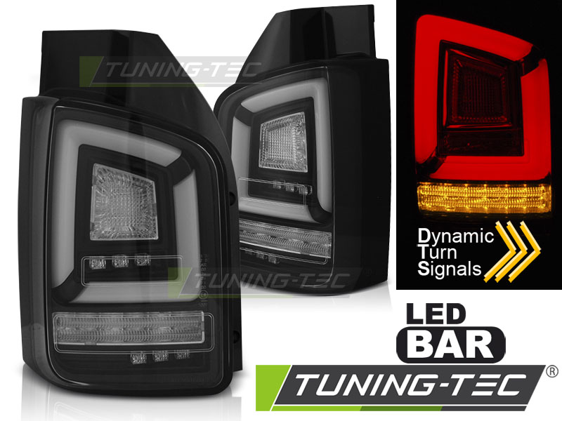 Voll LED Lightbar Rückleuchten fürVW T5 GP Facelift Bj. 09-15 Schwarz (Flügeltüren)