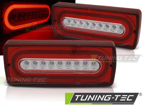 LED Lightbar Rückleuchten für Mercedes G-Klasse W463 Bj. 90-12 Rot/Chrom