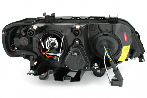 Xenon Scheinwerfer LED Angel Eyes für BMW X5 E53 Bj. 99-03 Schwarz
