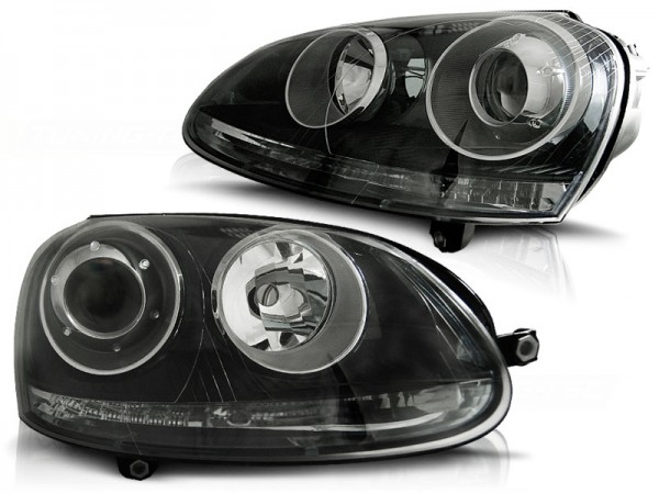 Scheinwerfer Klarglas für VW Golf 5 Jetta 3 Bj. 03-10 Schwarz