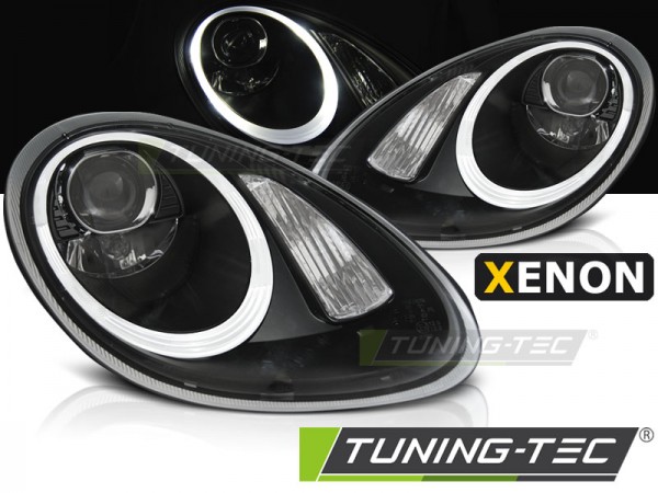 Xenon Scheinwerfer LED Tagfahrlicht Optik für Porsche Boxster 987 / Cayman 987c Schwarz