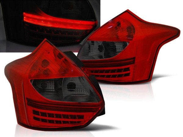 LED Lightbar Rückleuchten für Ford Focus MK3 Bj. 11-14 Rot/Smoke