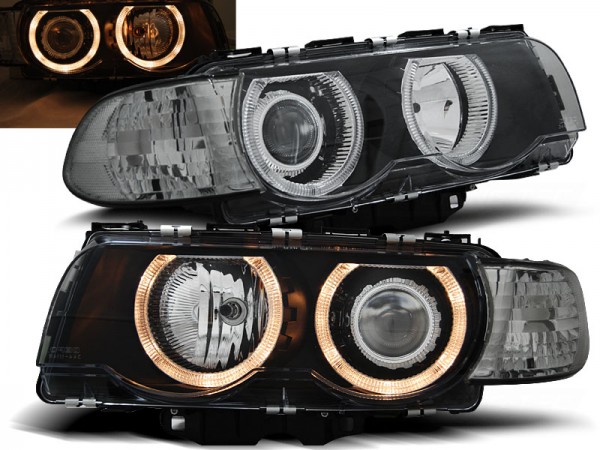 Scheinwerfer Angel Eyes für BMW 7er E38 Facelift Bj. 98-01 Schwarz