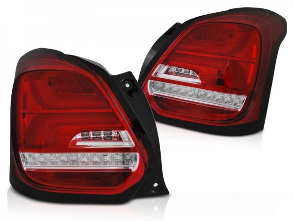 LED Lightbar Rückleuchten für Suzuki Swift V (AZ) Bj. 2017- Rot/Chrom dynamischer Blinker