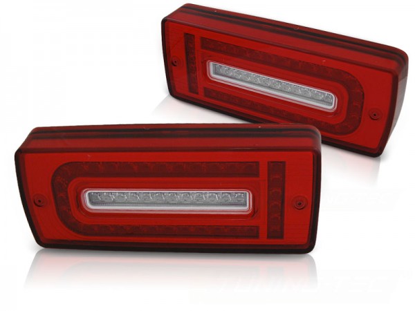 LED Lightbar Rückleuchten für Mercedes G-Klasse W463 Bj. 07-17 Rot/Chrom