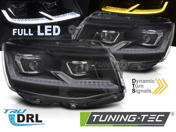 Voll LED Scheinwerfer Tagfahrlicht für VW T6 Bj. 15-19 Schwarz mit dynamischem LED Blinker