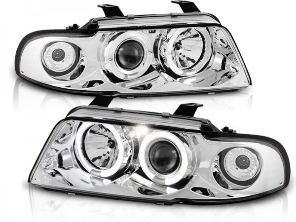 Scheinwerfer Angel Eyes für Audi A4 B5 Bj. 94-98 Chrom
