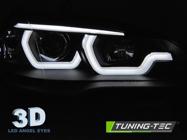 DRL Scheinwerfer 3D LED Angel Eyes für BMW X5 E70 Bj. 07-13 Schwarz