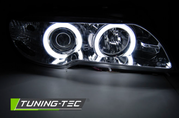 Scheinwerfer CCFL Angel Eyes für BMW 3er E46 Coupe Cabrio Bj. 03-06 Chrom