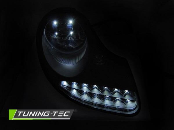 Scheinwerfer LED Tagfahrlicht Optik für Porsche Boxster 986 / 911 996 Schwarz Matt