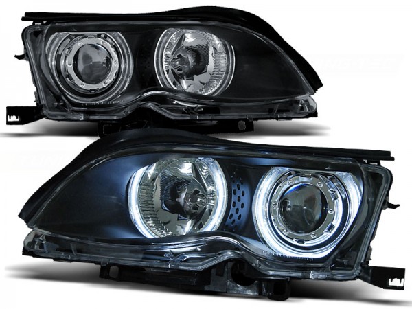 Scheinwerfer CCFL Angel Eyes für BMW 3er E46 Limo Touring Bj. 01-05 Schwarz