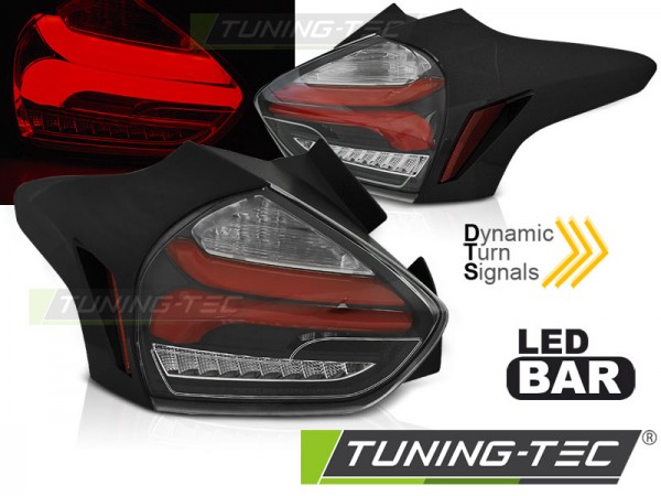 LED Lightbar Rückleuchten für Ford Focus MK3 Bj. 15-18 Schwarz/Rot dynamischer Blinker