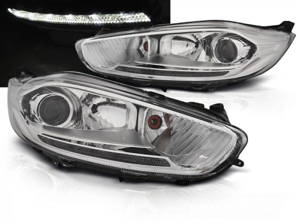 Scheinwerfer DRL LED Tagfahrlicht für Ford Fiesta MK7 Bj. 13-17 Chrom