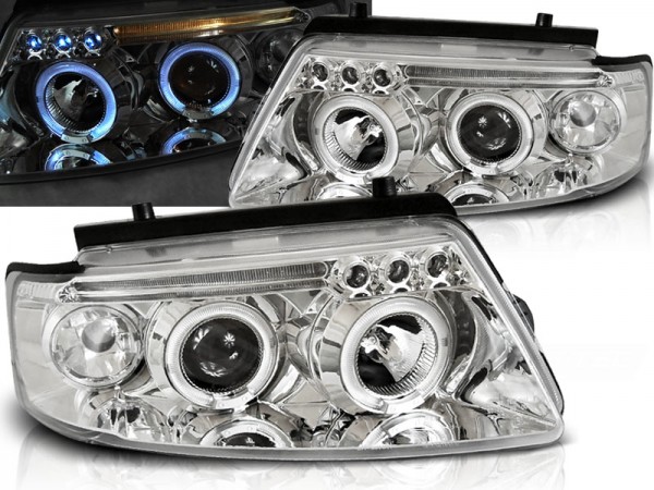 Scheinwerfer Angel Eyes für VW Passat 3B Bj. 96-00 Chrom