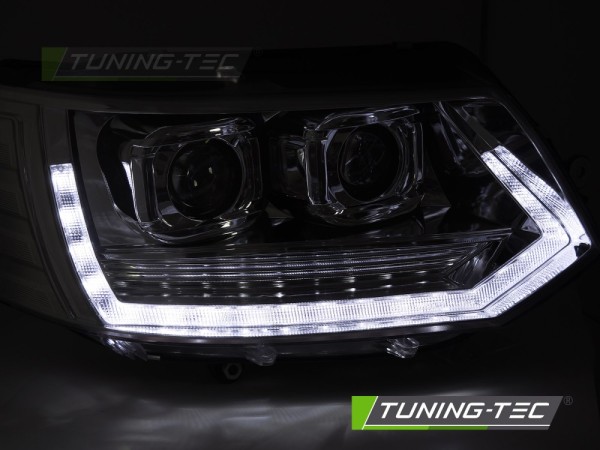Voll LED Scheinwerfer Tagfahrlicht für VW T5 GP Facelift Bj. 10-15 Chrom mit LED Blinker