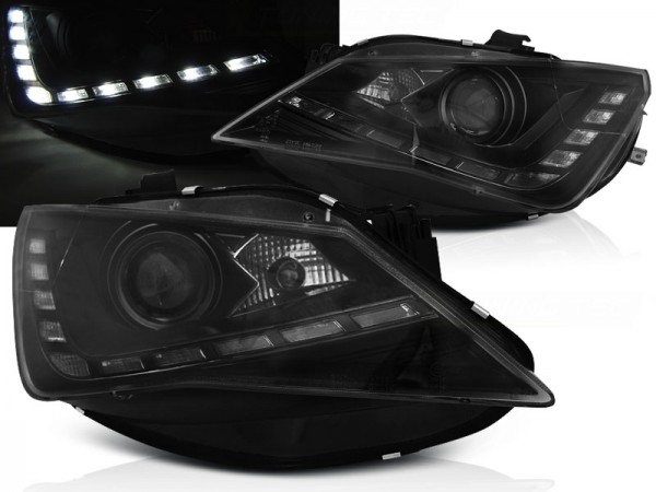 Scheinwerfer DRL LED Tagfahrlicht für Seat Ibiza 6J Facelift Bj. 12-15 Schwarz