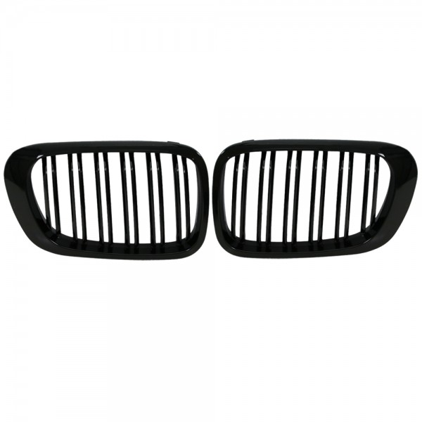 Nieren Kühlergrill für BMW E46 Coupe Cabrio Bj. 99-03 Schwarz Klavierlack Doppelsteg