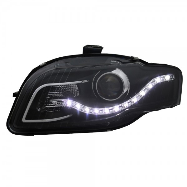 Scheinwerfer LED Tagfahrlicht Optik für Audi A4 B7 Bj. 04-08 Schwarz