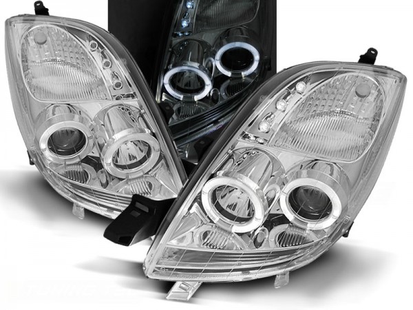 Scheinwerfer Angel Eyes für Toyota Yaris Bj. 05-09 Chrom