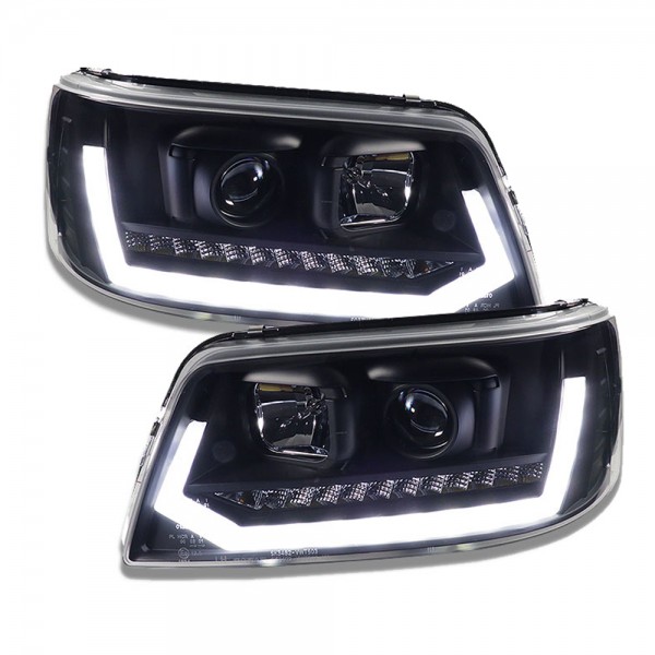 Scheinwerfer DRL LED Tagfahrlicht für VW T5 Bj. 03-09 Schwarz im T6 Design