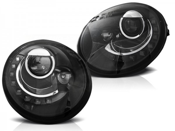 Scheinwerfer LED Tagfahrlicht Optik für VW New Beetle 9C Bj. 97-05 Schwarz