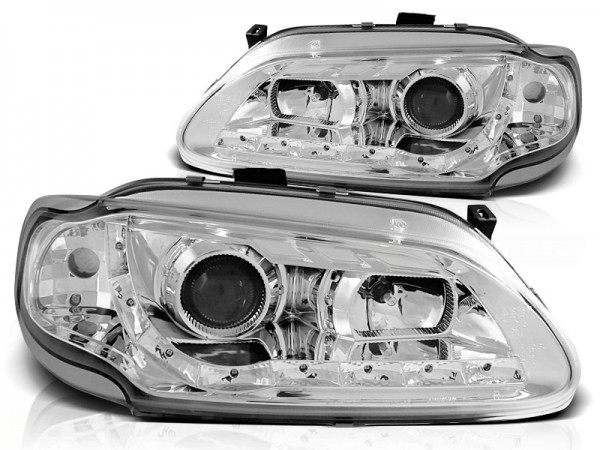 Scheinwerfer LED Tagfahrlicht Optik für Renault Megane 1 Bj. 96-99 Chrom