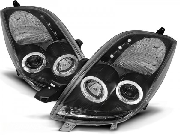 Scheinwerfer Angel Eyes für Toyota Yaris Bj. 05-09 Schwarz